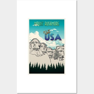 Mount Rushmore Retro Travel Poster Posters and Art